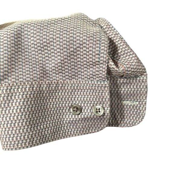 Perry Ellis Button Down Dress Shirt Gray Geometric - Picture 5 of 8